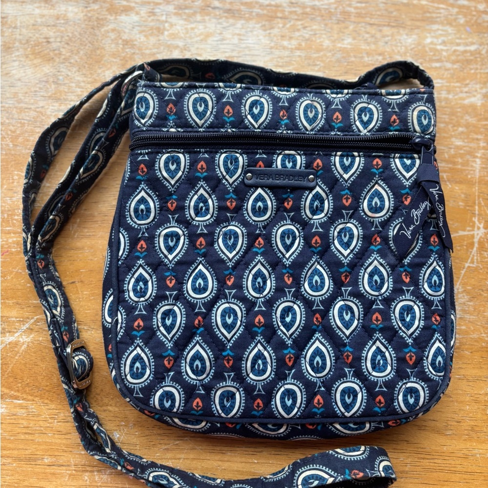 Vera Bradley Navy and White Teardrop Crossbody Bag